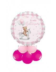 KIT 32 OSPITI COORDINATO TAVOLA BATTESIMO TEDDY BEAR ROSA CON ...