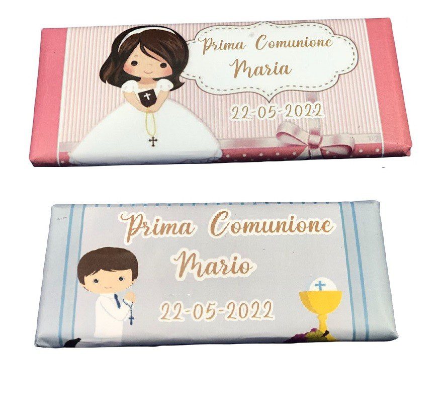 Tavoletta Di Cioccolato per Comunione Personalizzata Maschio/Femmina