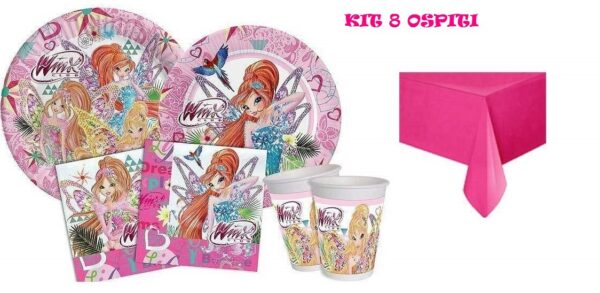 Kit 8 Ospiti Winx TYNIX Coordinato TAVOLA Compleanno