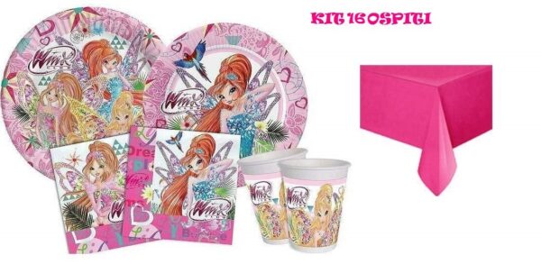 Kit 16 Ospiti Winx TYNIX Coordinato TAVOLA Compleanno Festa ADDOBBI